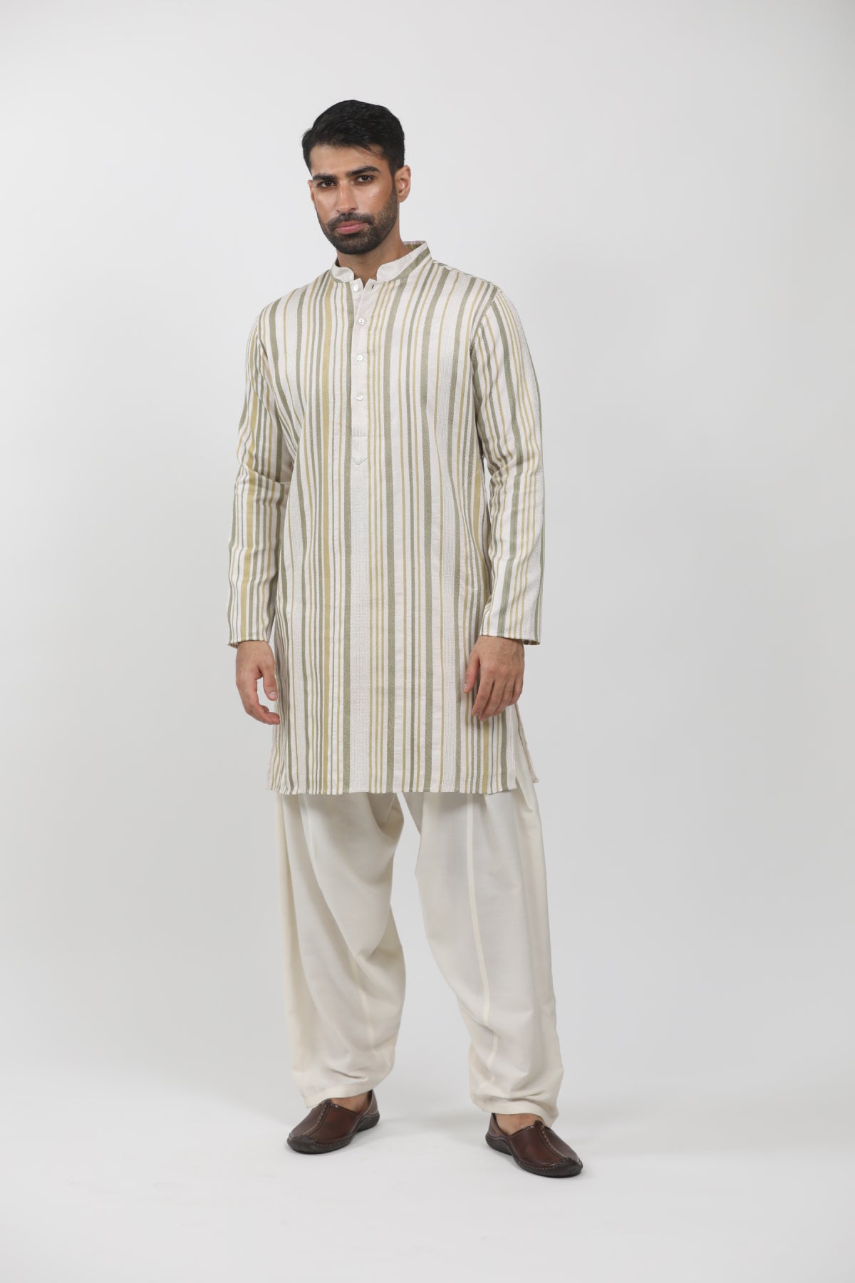 Off-White Cotton Viscose Textured Kurta Set