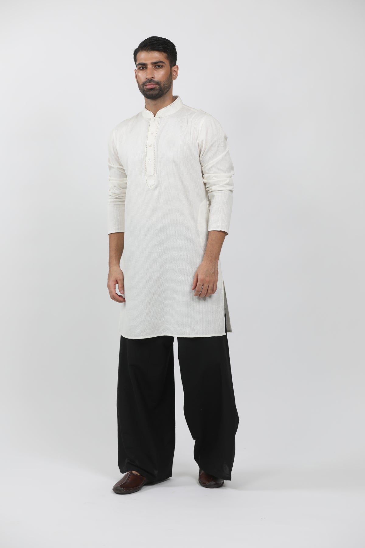 Off white Textured Kurta