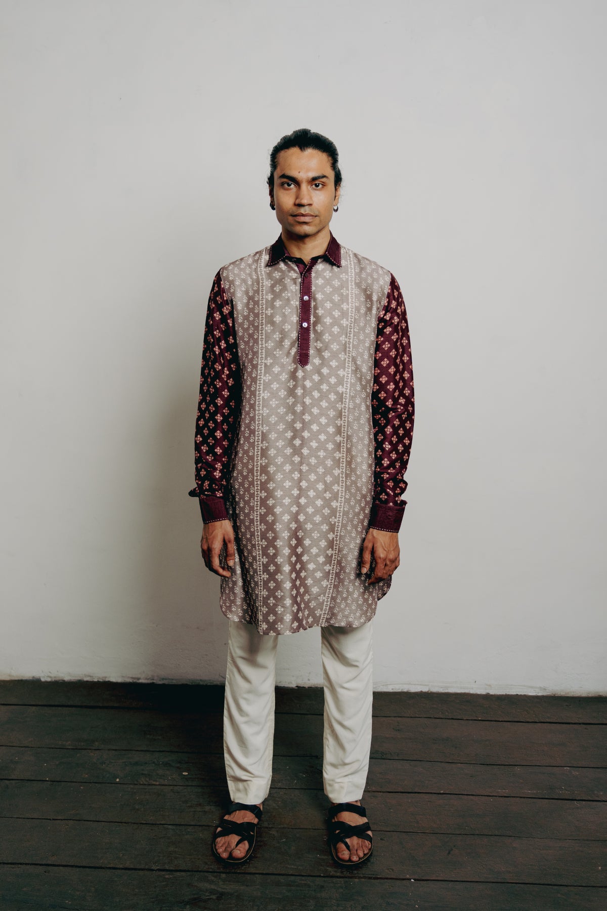 Grey Block Printed Short Kurta Set