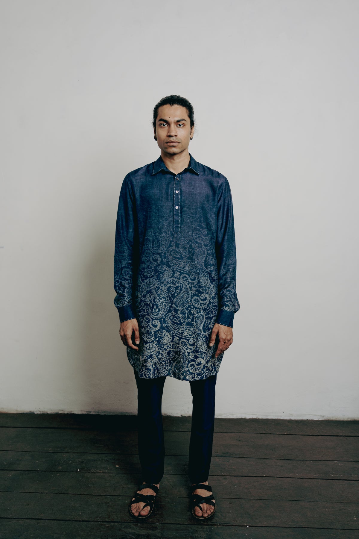 Indigo Paisley Printed Short Kurta Set