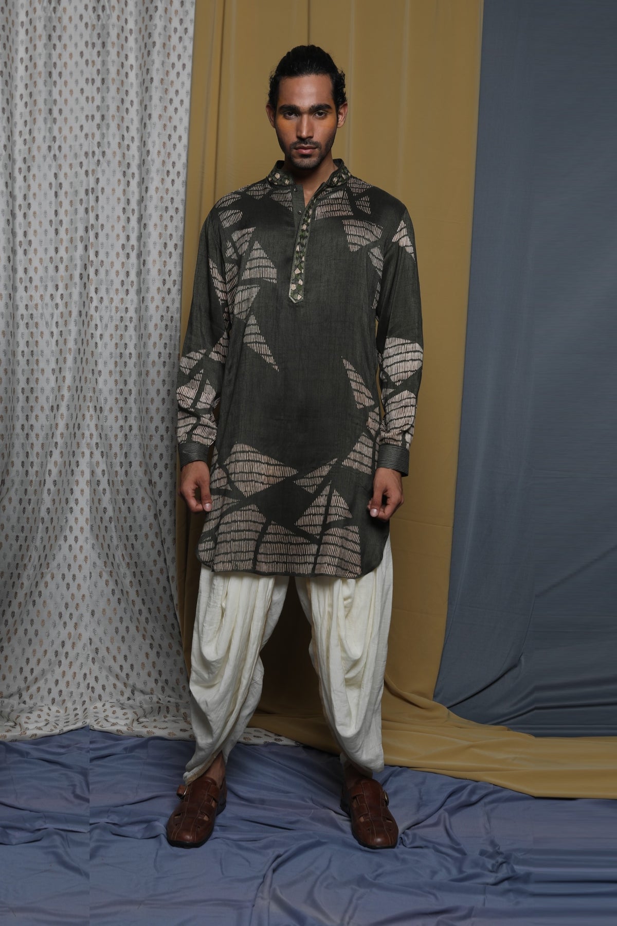 Olive Printed Kurta