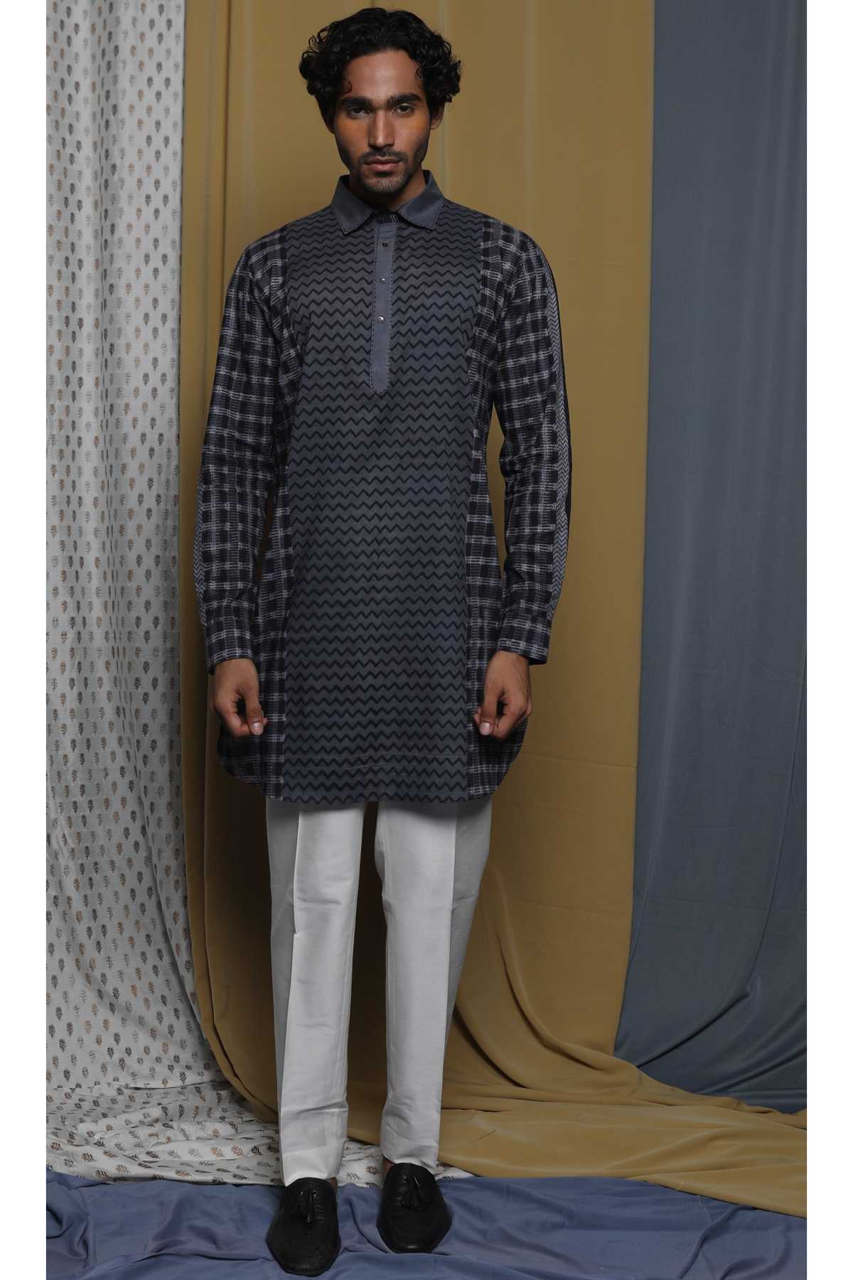Grey printed kurta