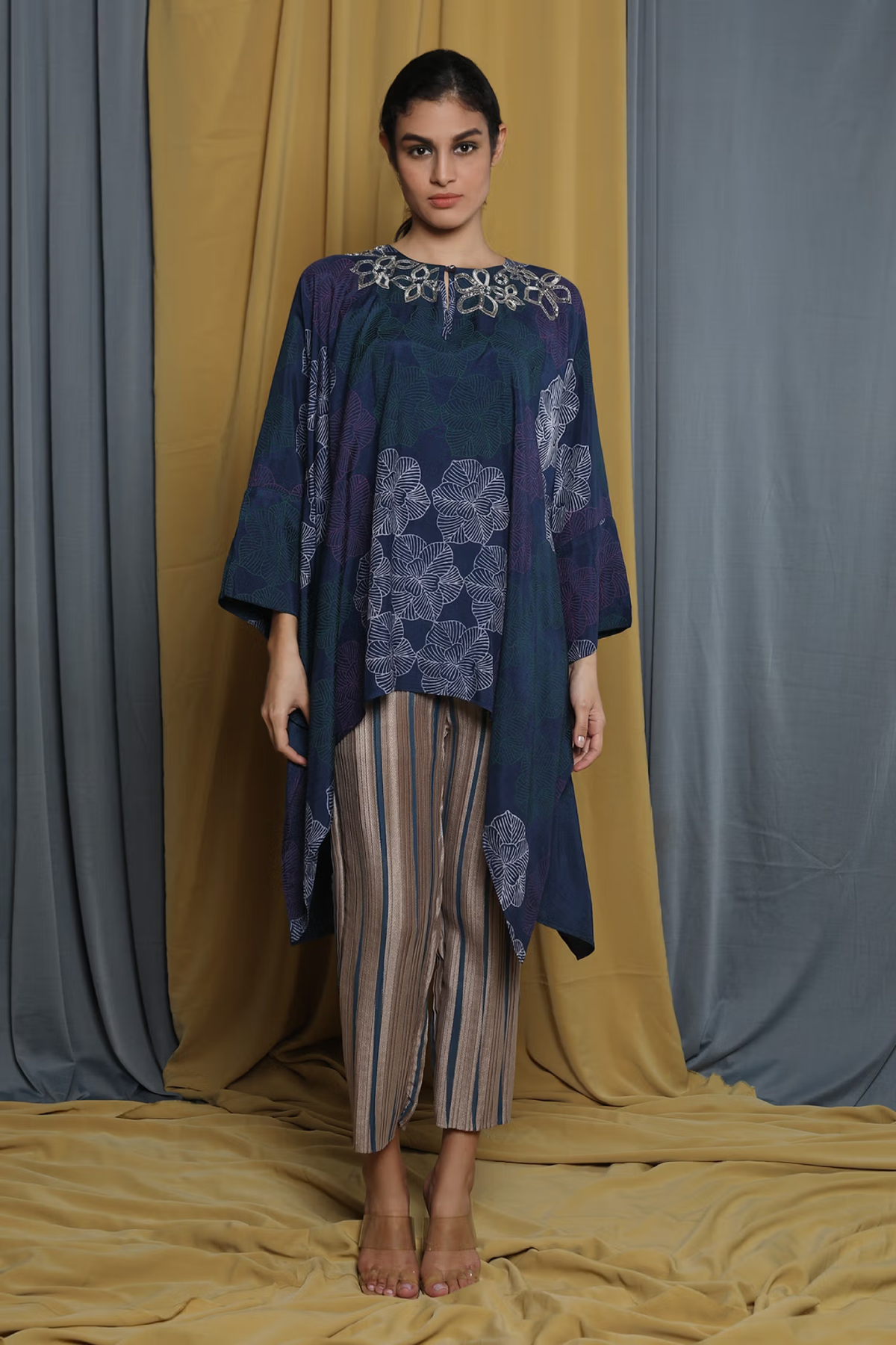 Blue Printed Cape Tunic