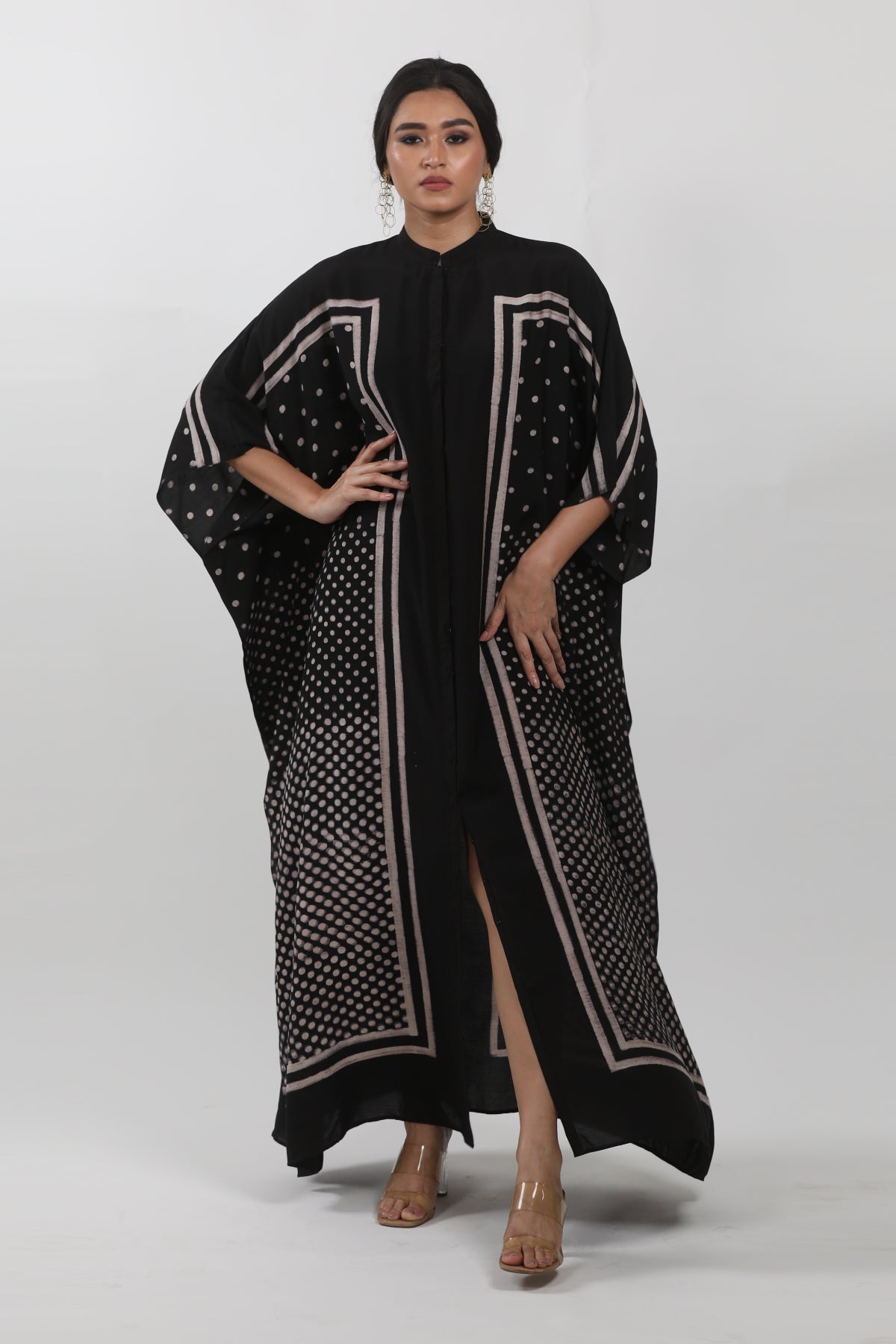 Black Modal Block Printed Kaftan