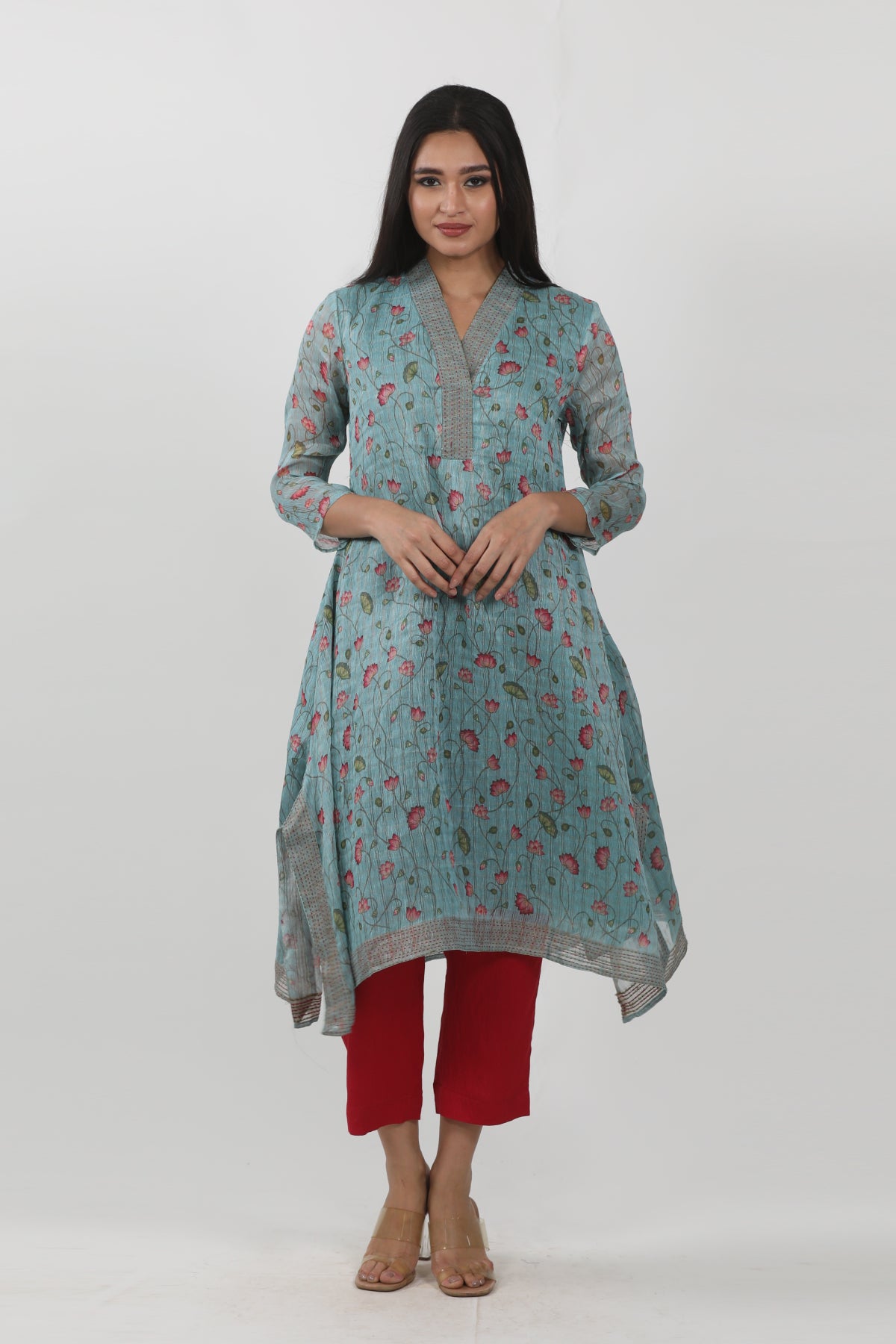 Blue Floral Printed Tunic