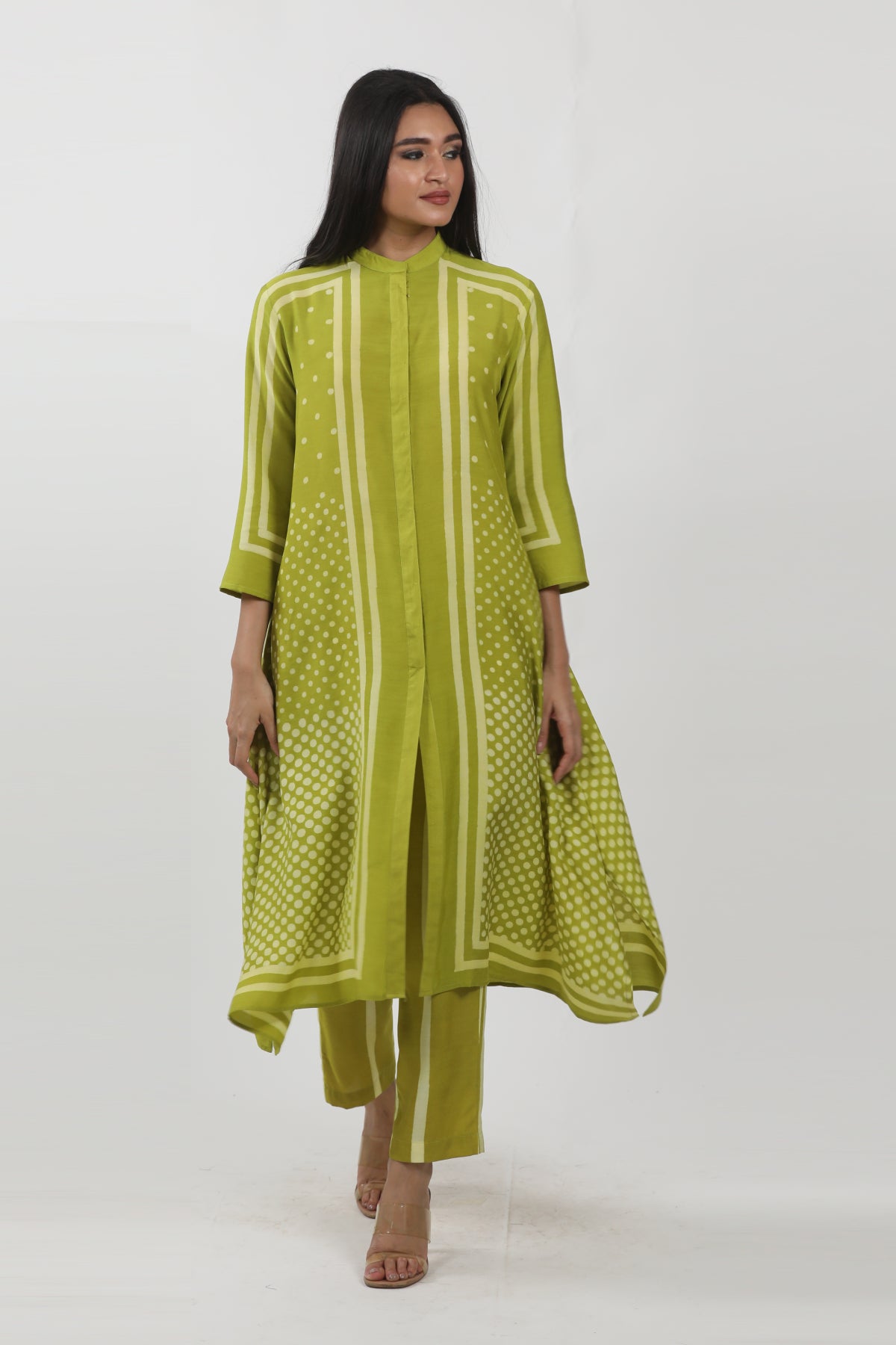 Green Modal Block Printed A-Line Tunic