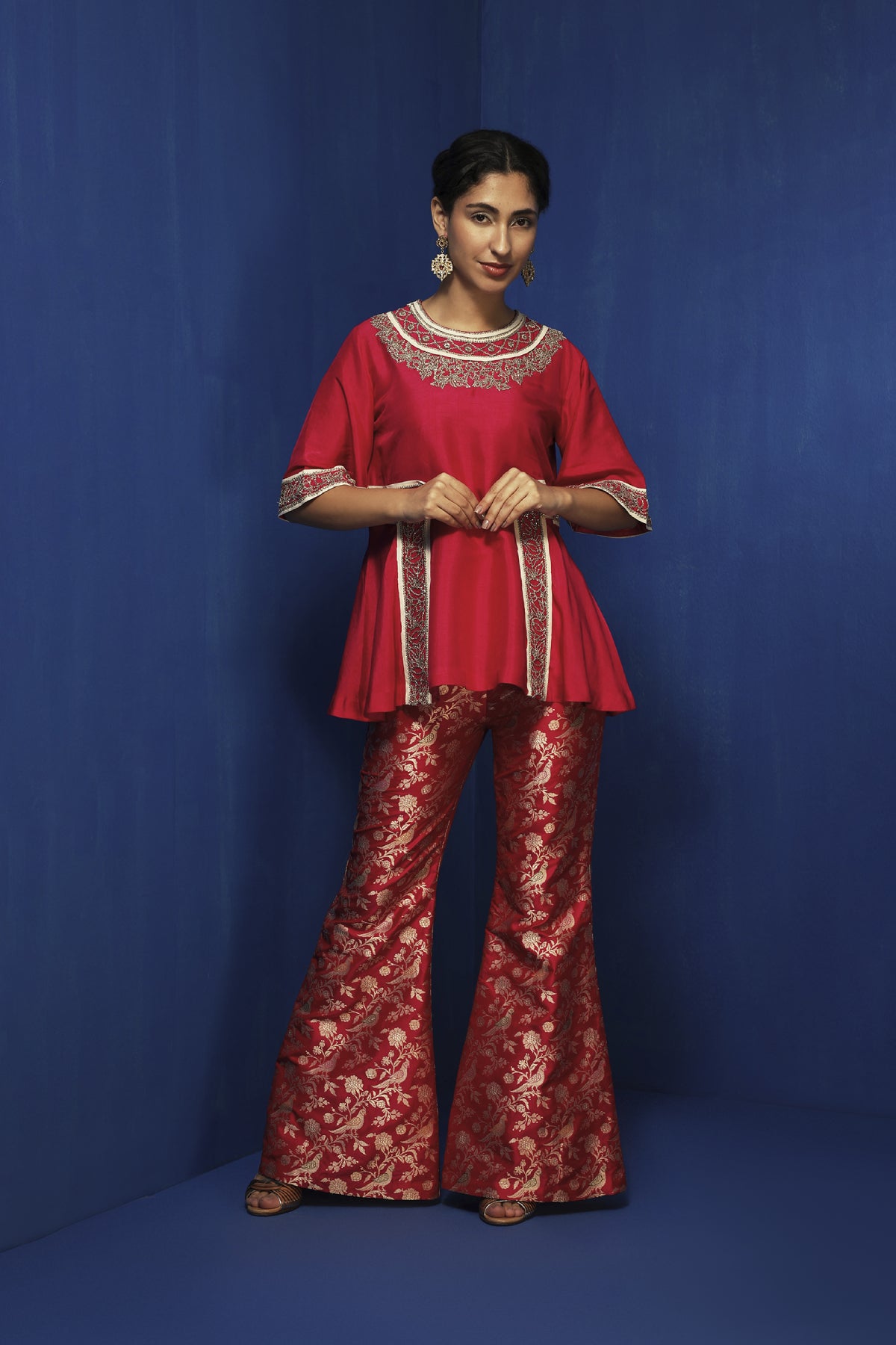 Fuchsia Tussar Zardosi Embellished Tunic