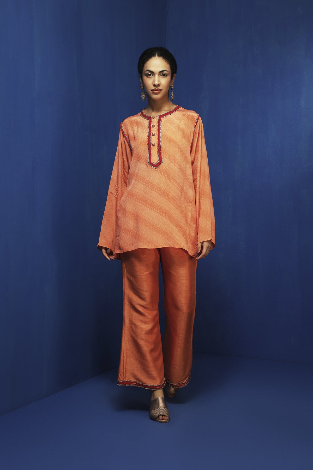 Orange embroidered tunic