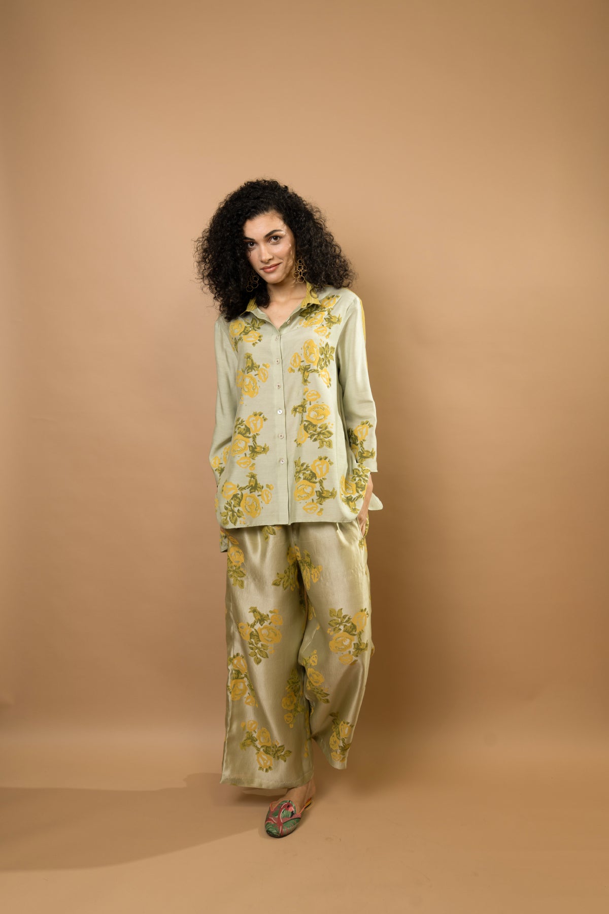 Pista Chanderi Block Printed Co-Ord Set