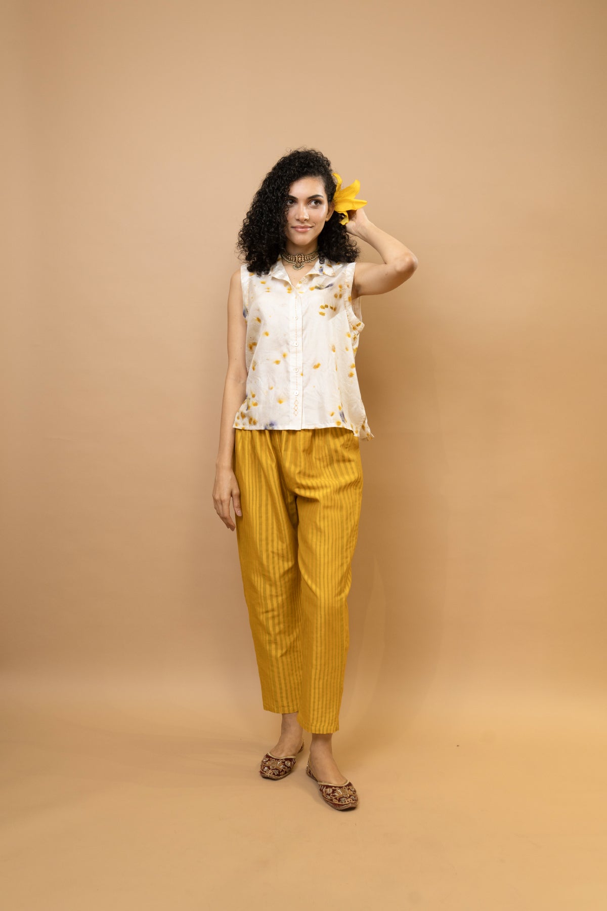 Ivory & Marigold Yellow Pure Silk Floral Printed