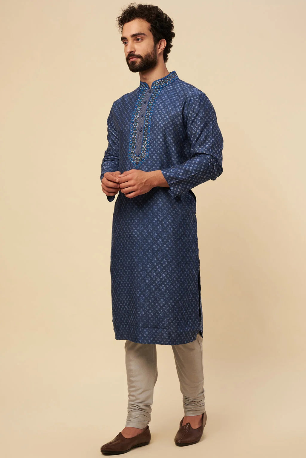 Ocean Printed kurta in jamevaar set