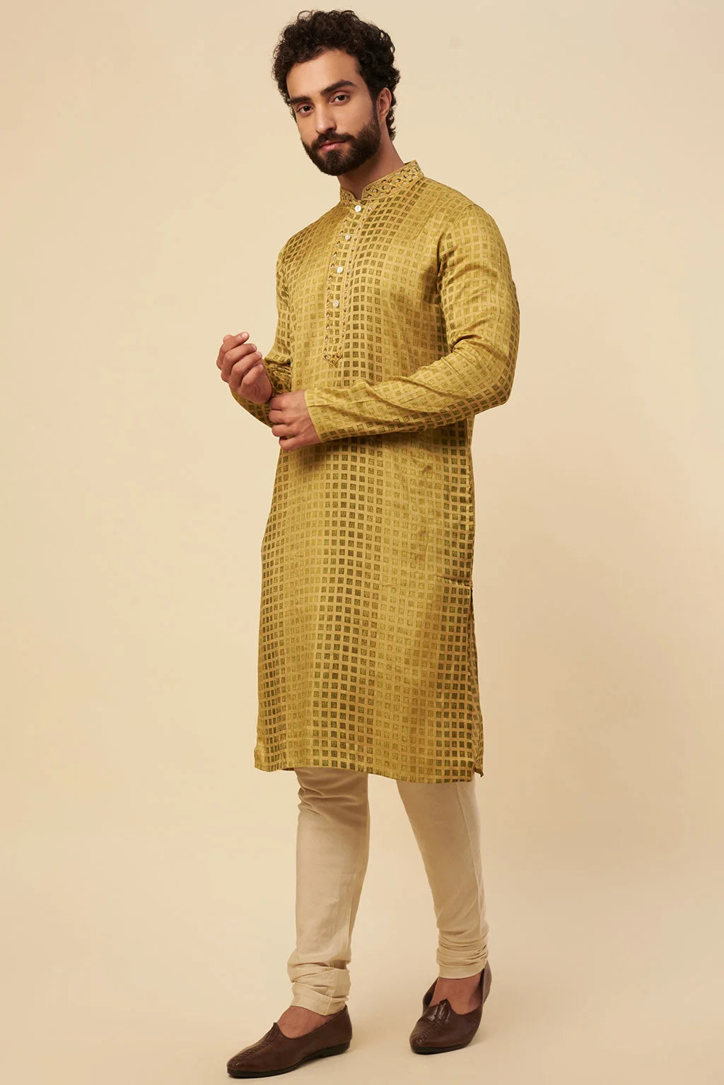Mustard Printed kurta set