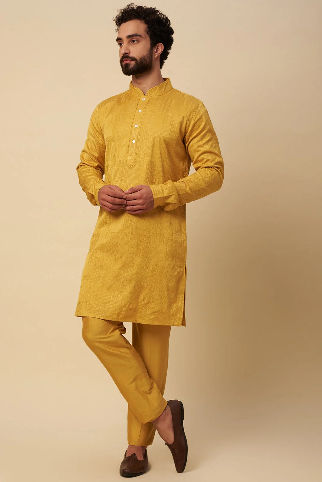 Cotton Viscose with all over embroidery kurta set