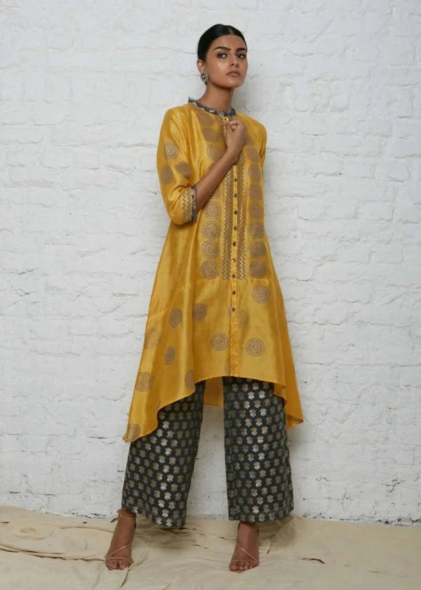 Yellow Block Printed Tunic