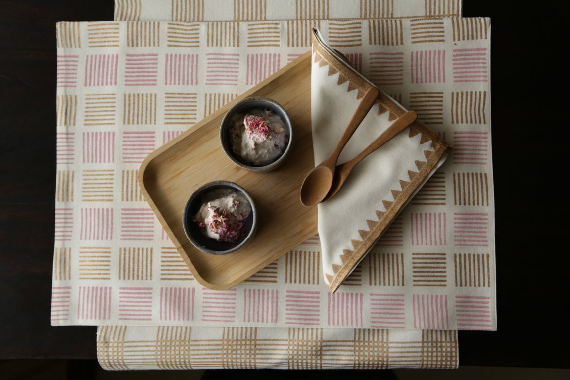 Ikkuna Pink Placemat And Birch Gold Napkin