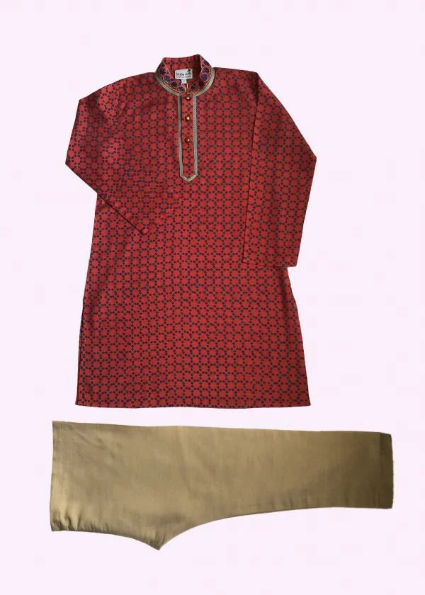 Red Embroidered Kurta Set