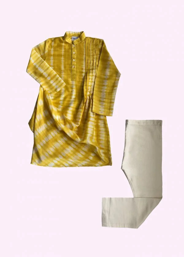 Yellow Tie-Dye Drape Kurta