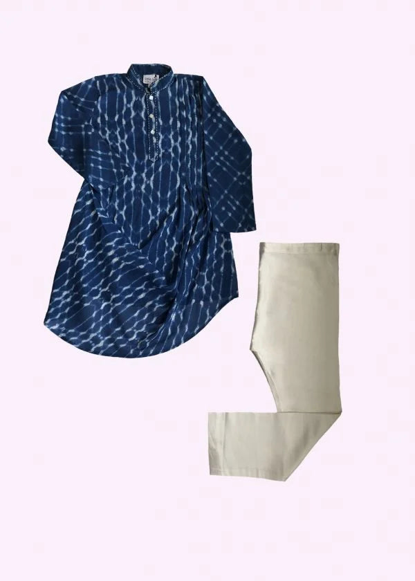 Blue Tie Dye Drape Kurta