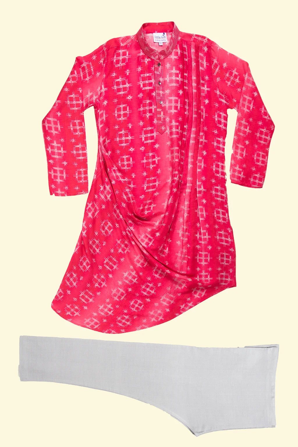 Red Drape Kurta Set