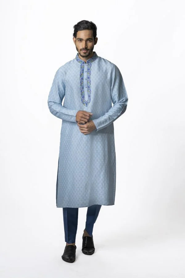 Sky Hand Block Printed Kurta Set