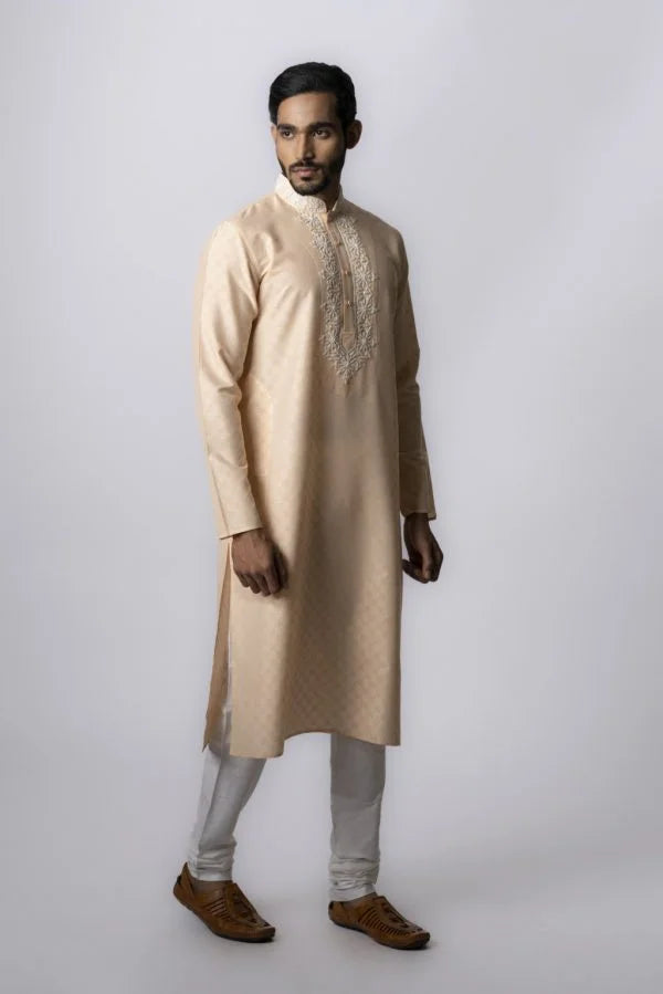 Peach Block Printed Kurta Set