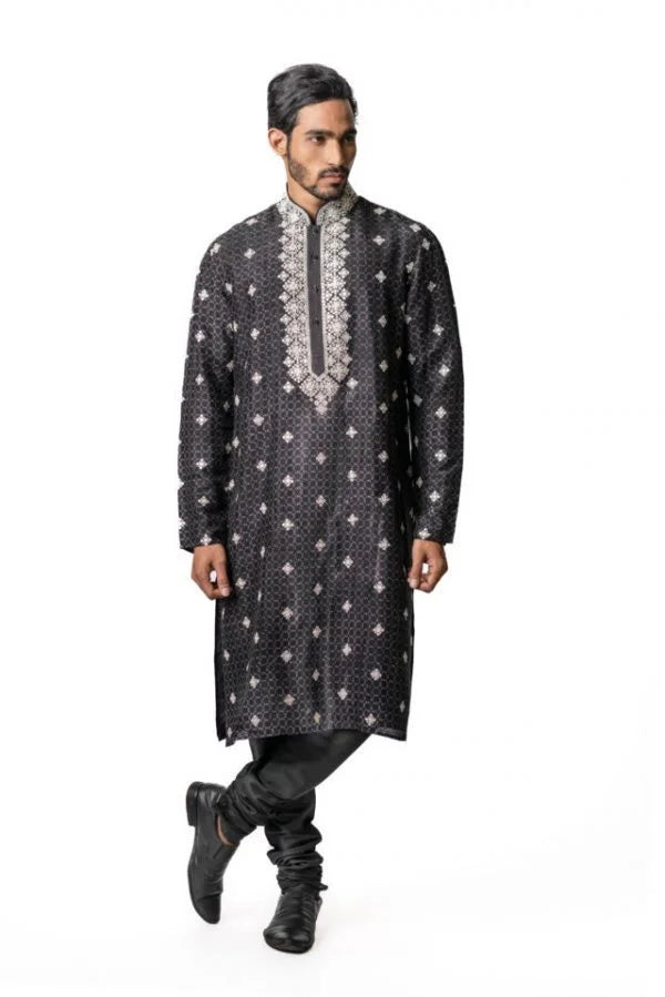 Black Embroidered Kurta Set