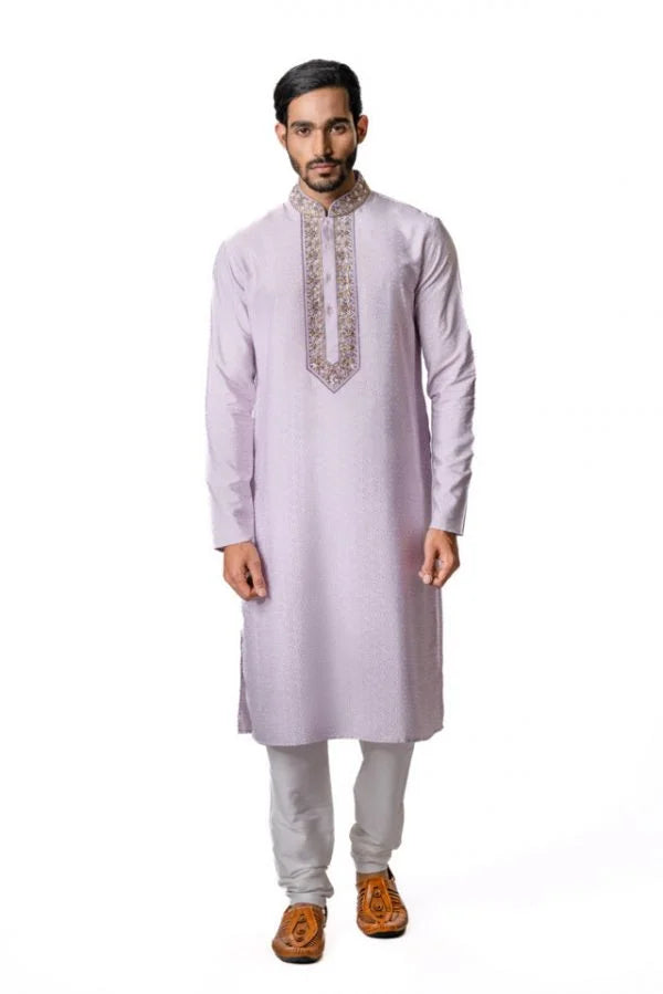 Mauve Hand Embroidered Kurta Set