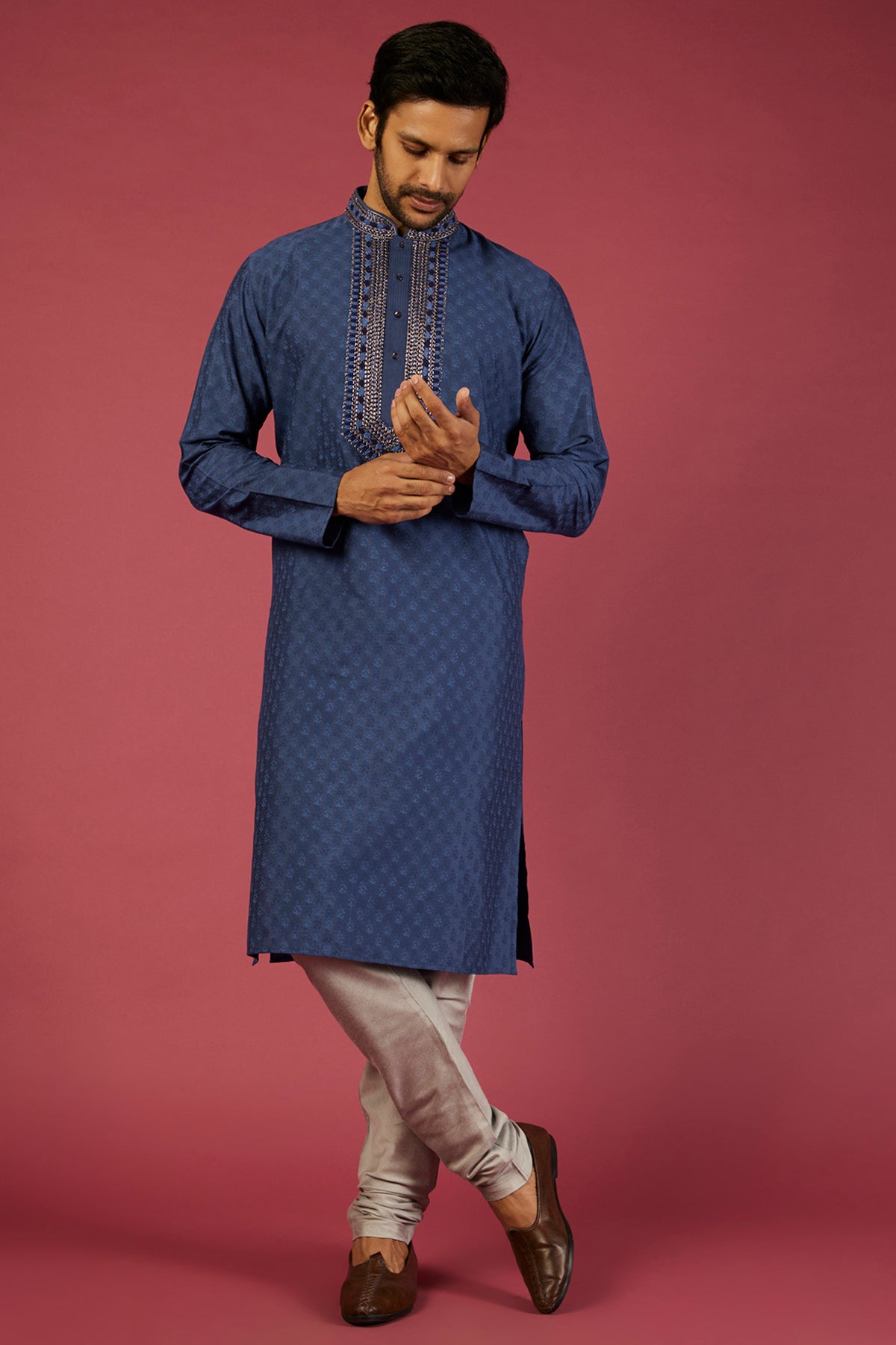 Indigo Geometric Block Printed Kurta Set