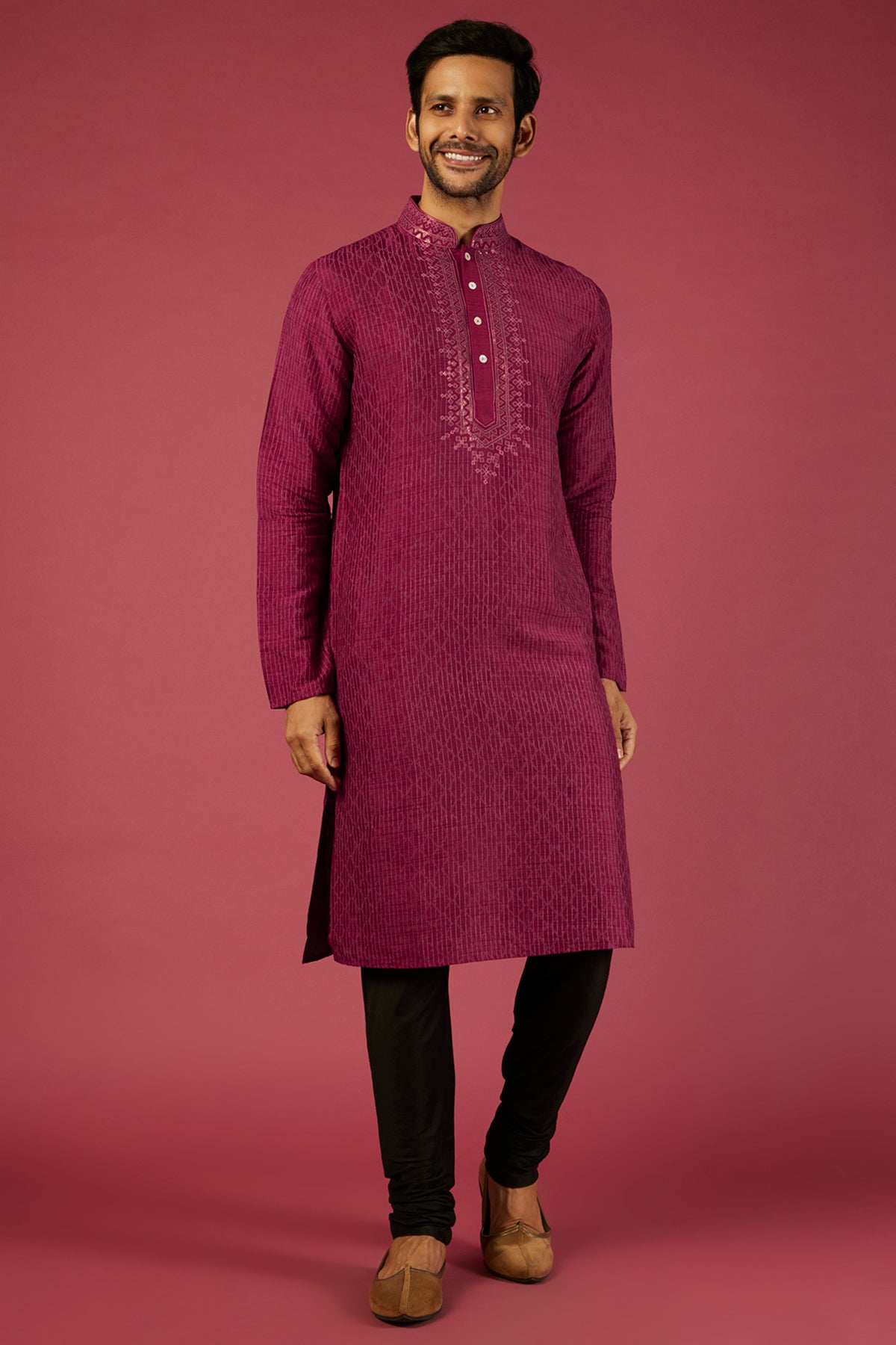 Magenta Printed Kurta Set