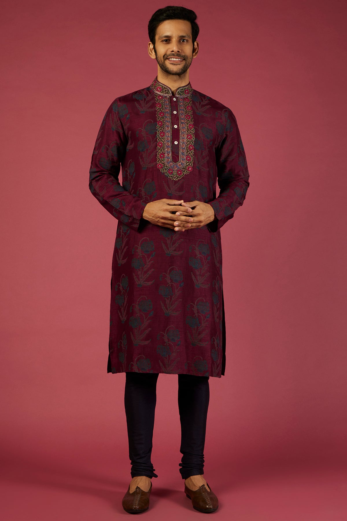 Maroon Printed Kurta Set