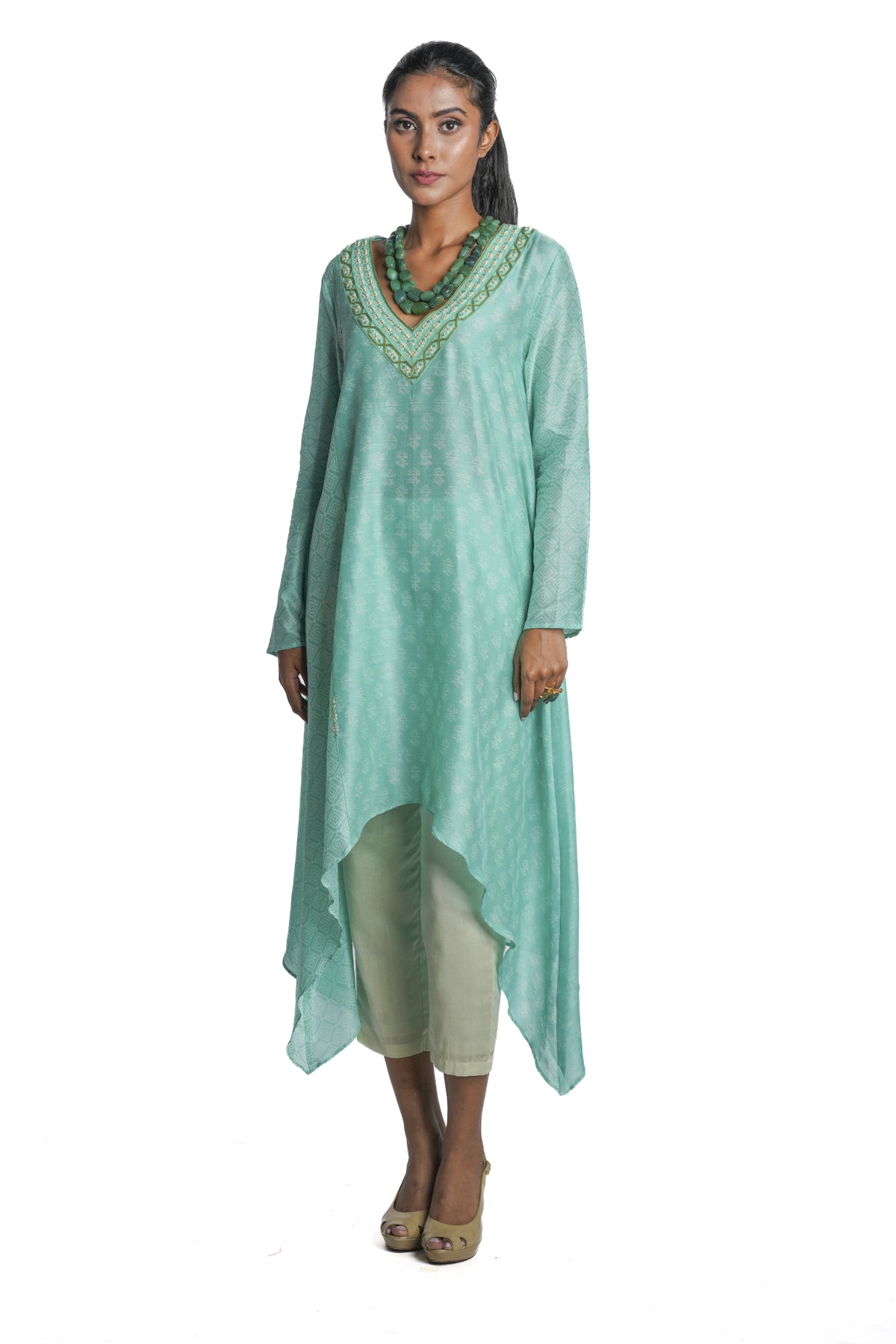 Light green Chanderi Tunic Set
