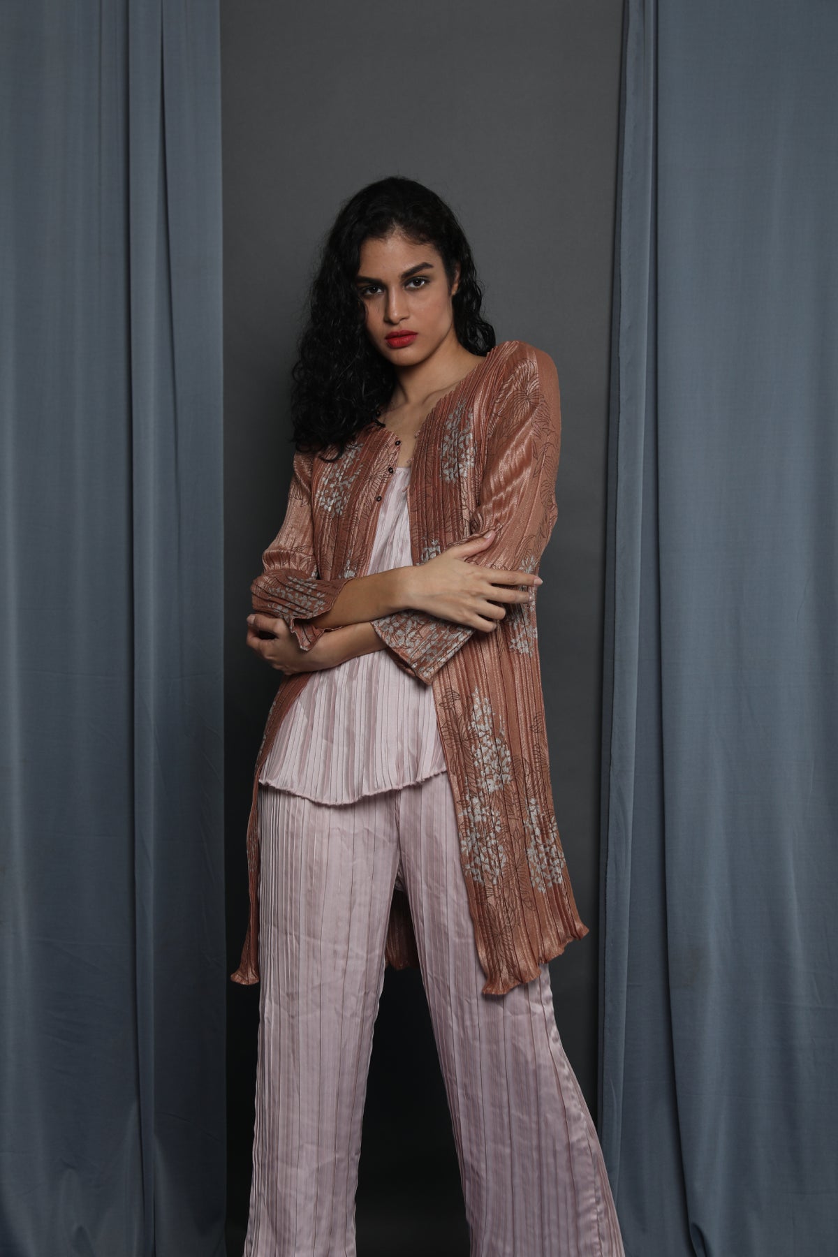Copper Printed Pleated Jacket