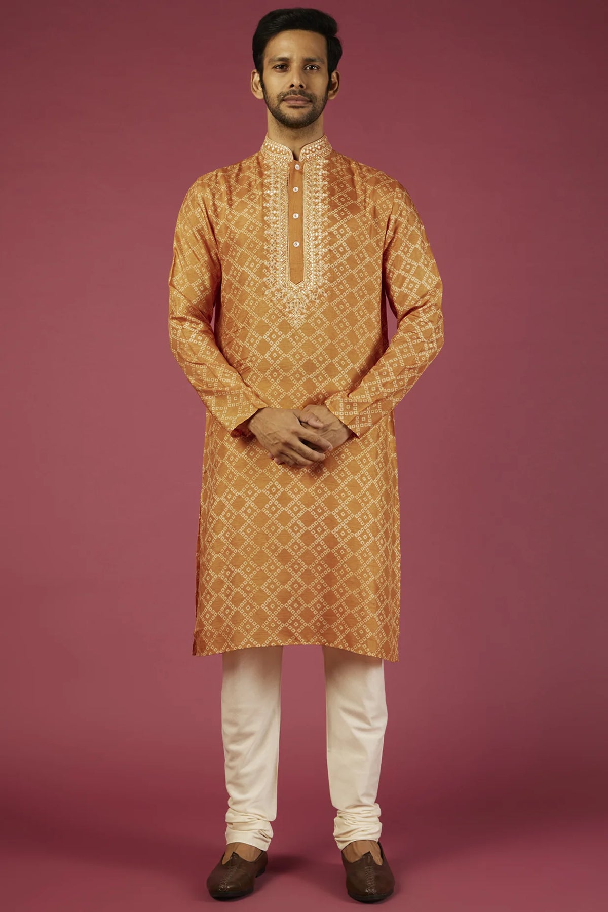 Orange Bandini print Kurta set