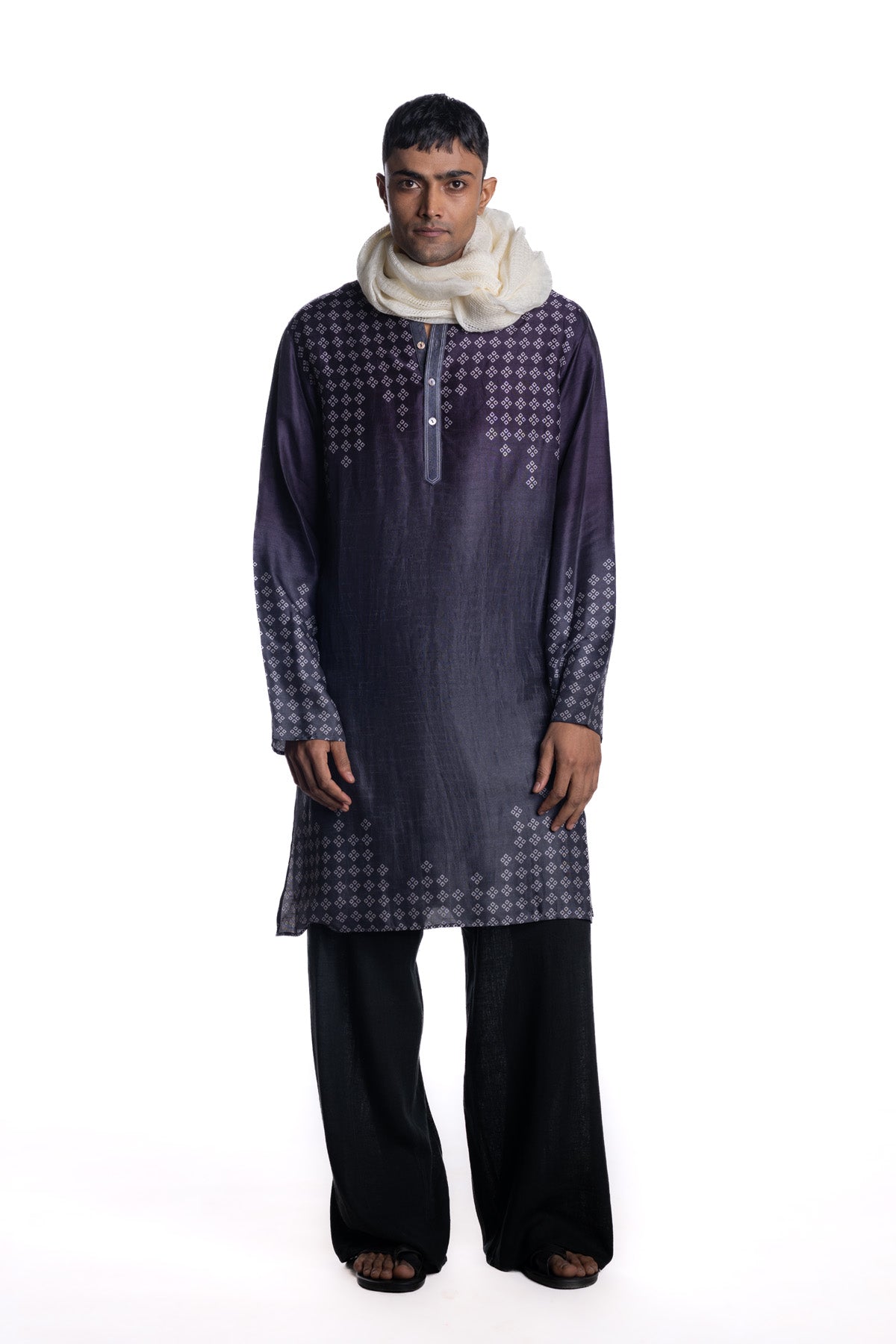 Dark Grey  kurta with engineered geometric