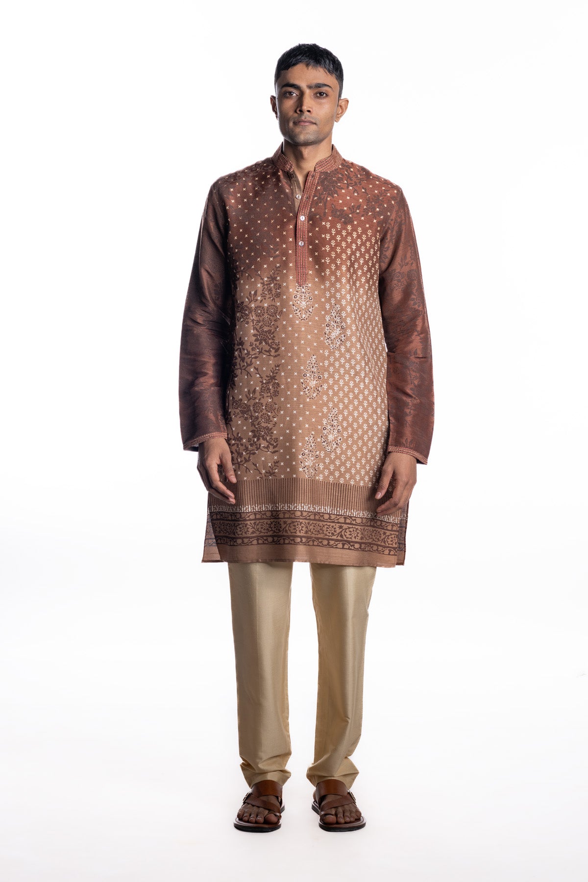 Brown ombré-dyed kurta
