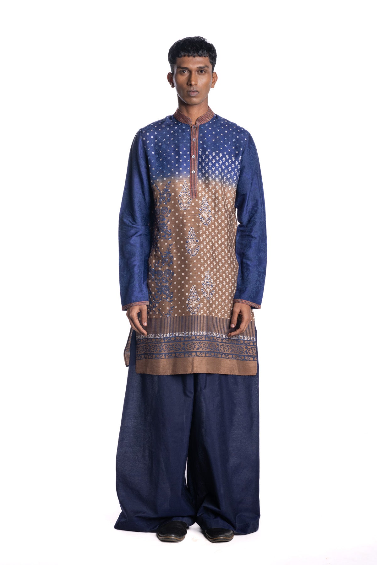 Indigo ombré-dyed kurta