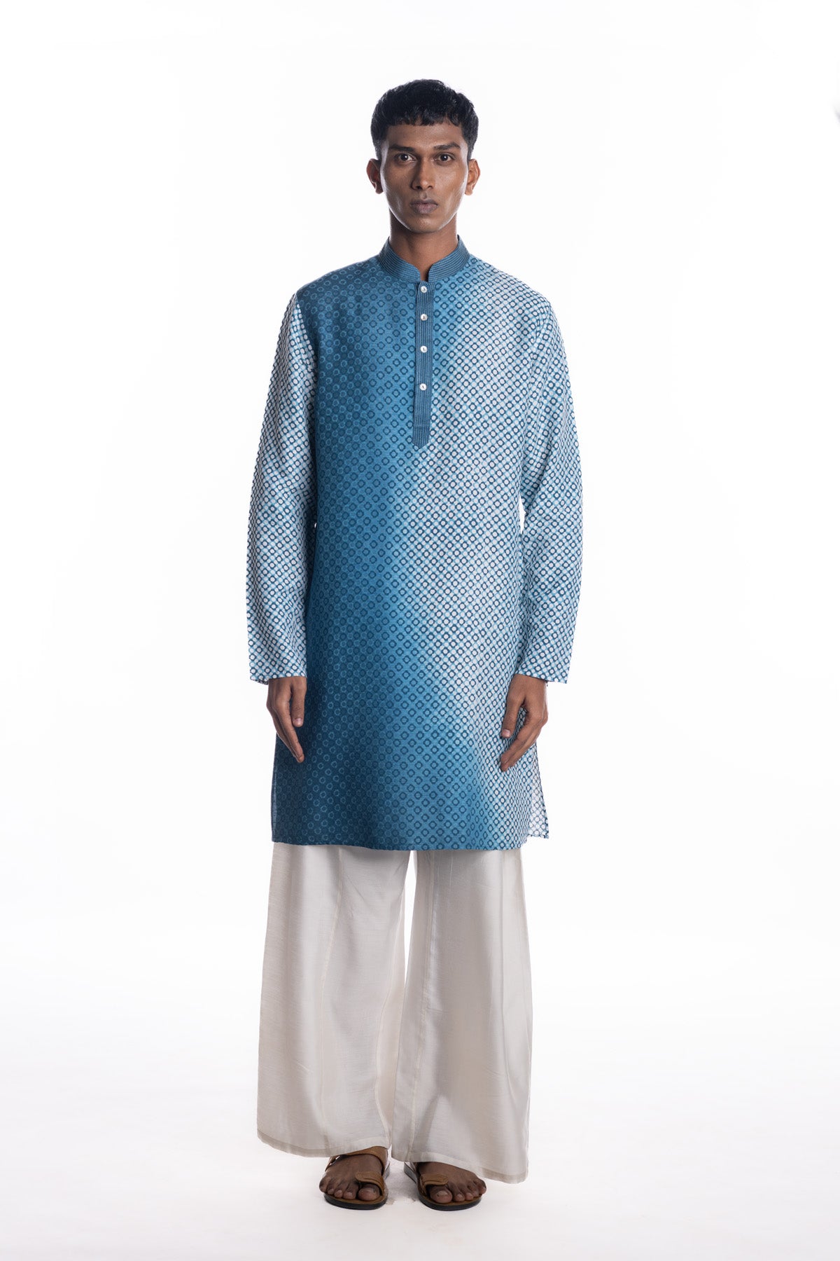 Indigo to sky blue ombré kurta