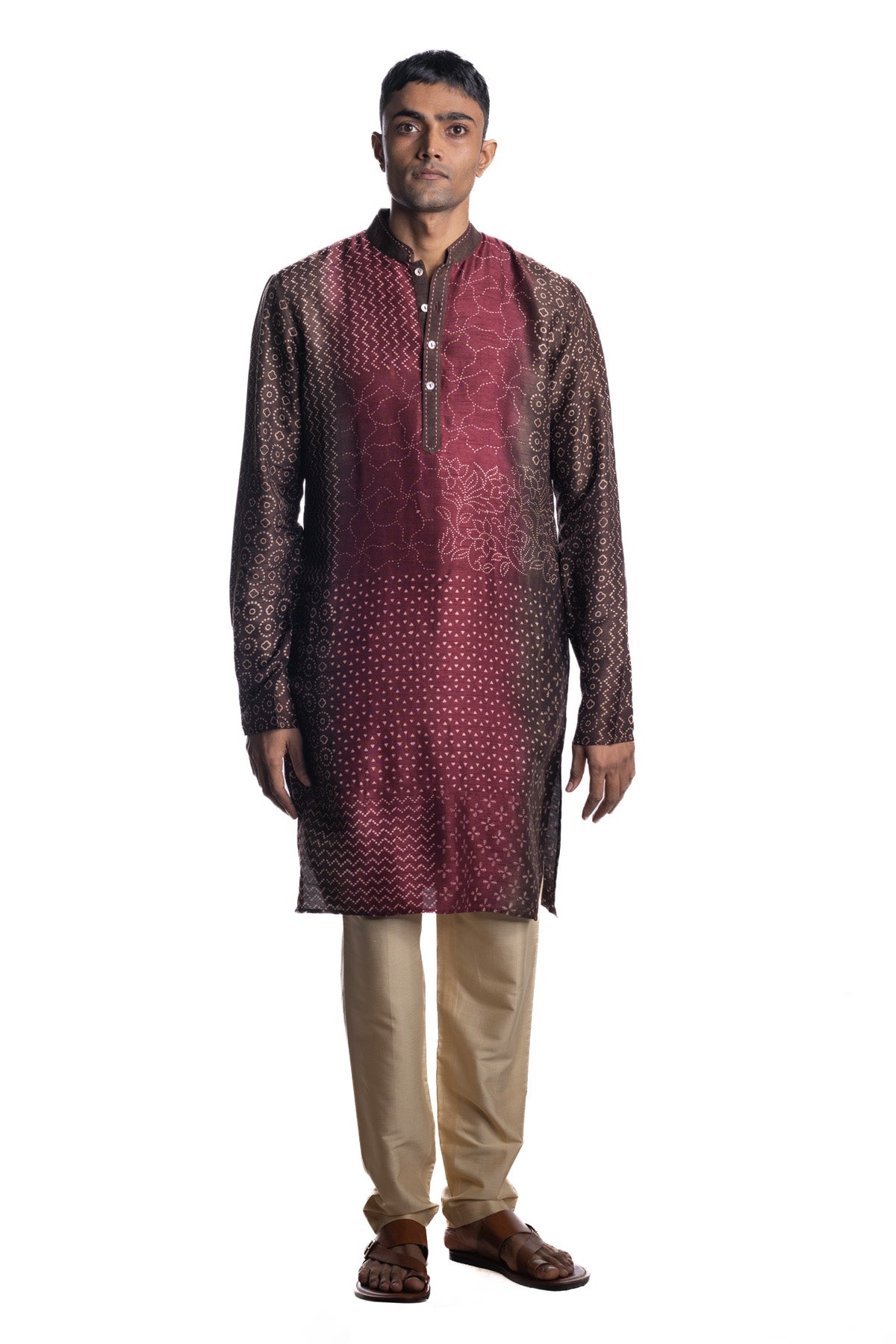 Ombré maroon and brown  kurta