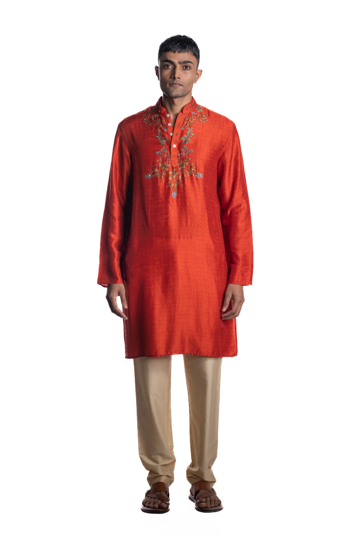 Red kurta from the hand-painted  Pichwai–inspired series