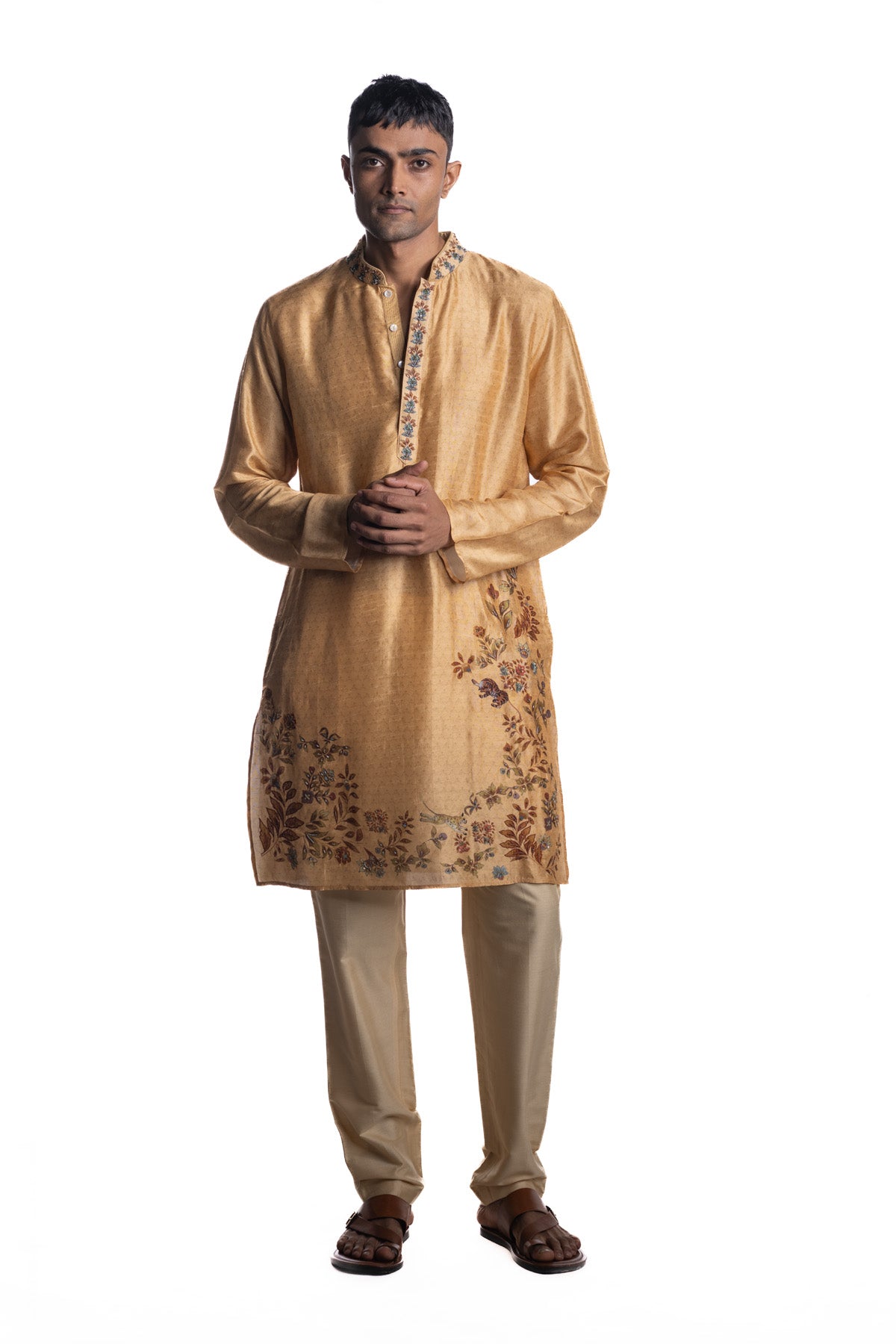 Beige kurta from the hand-painted  Shikaar Pichwai–inspired series