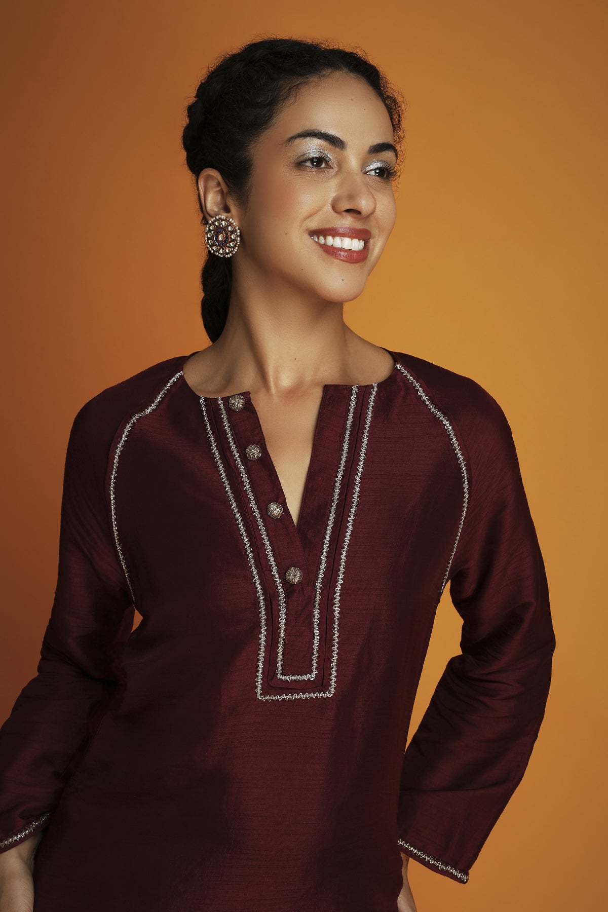 Maroon embroidered tunic