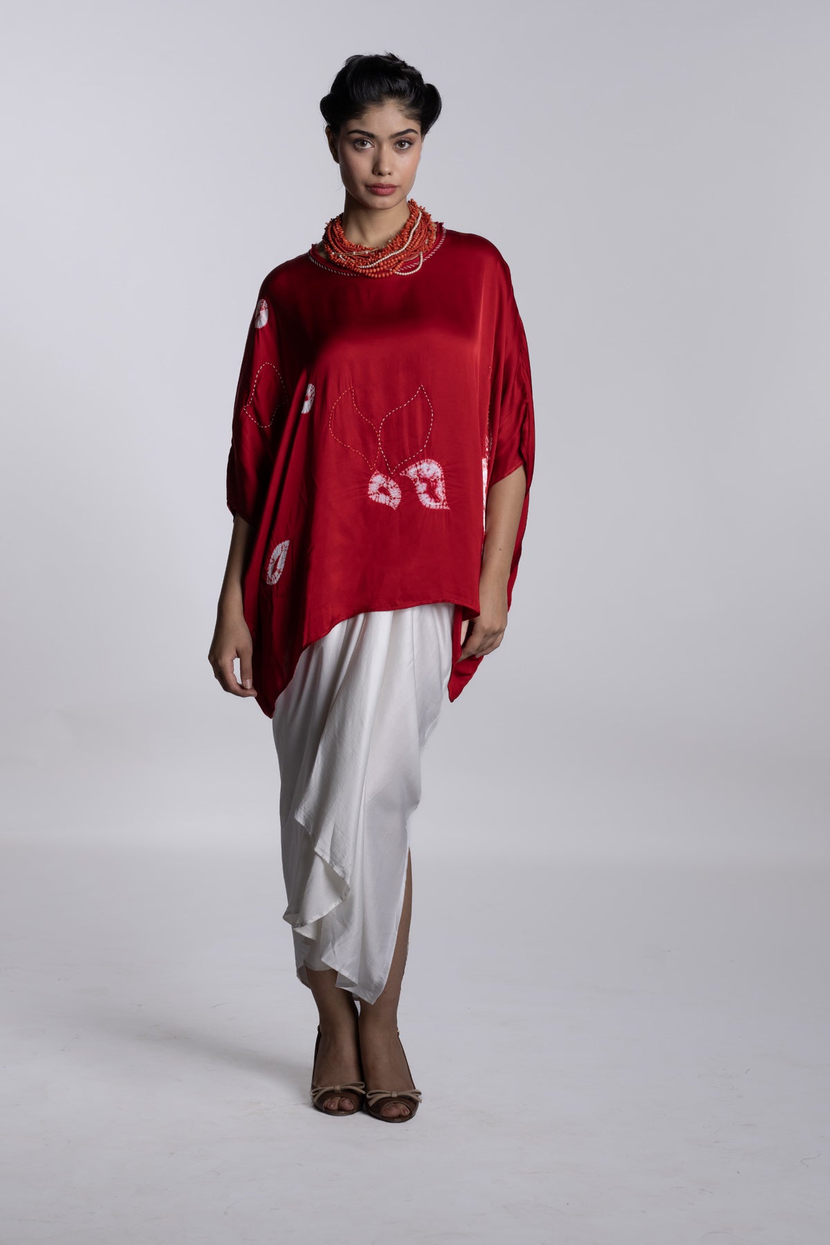 Red Easy-fit top with a relaxed