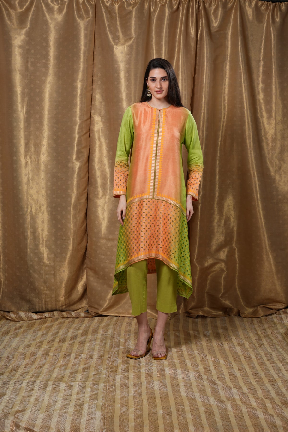 Vibrant block-printed tunic