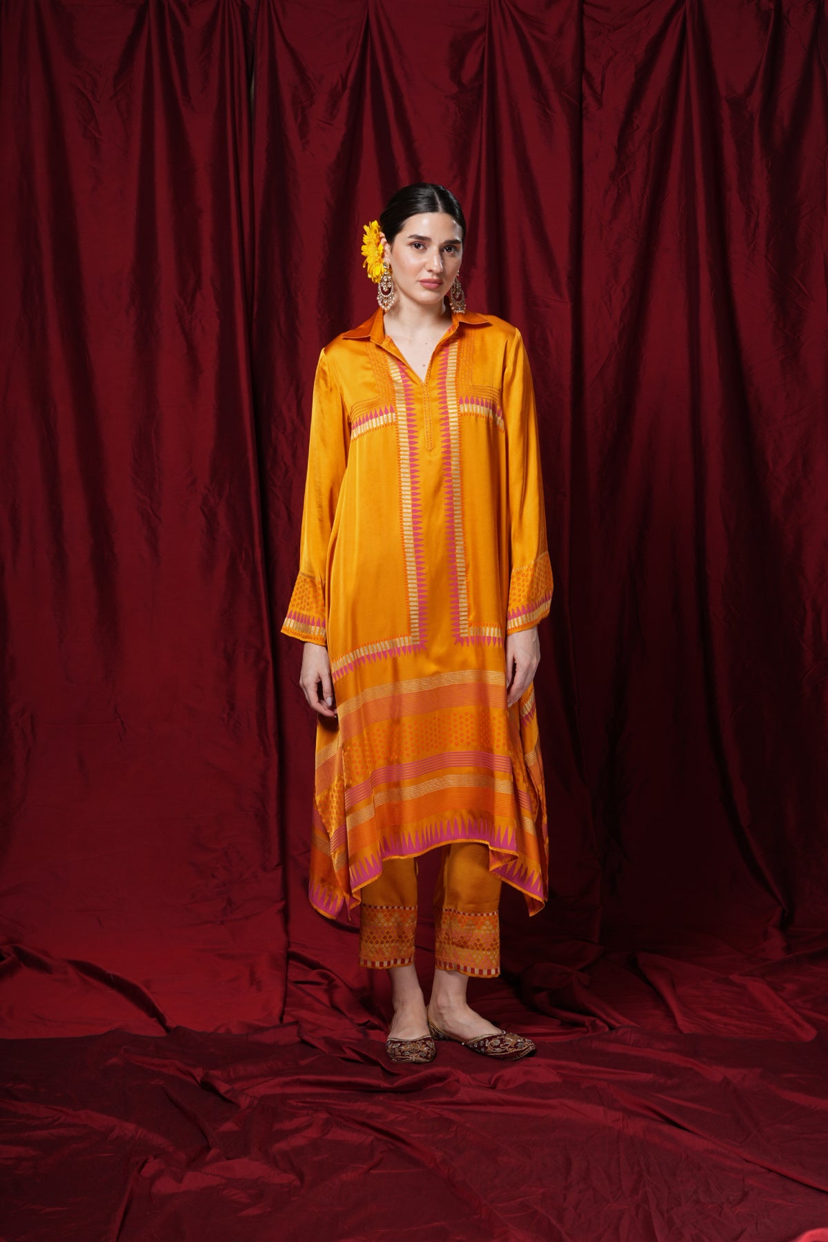 Yellow block-printed tunic
